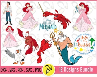 プリンセス・アリエルの人魚 SVG ベクターアート バンドル、人魚の