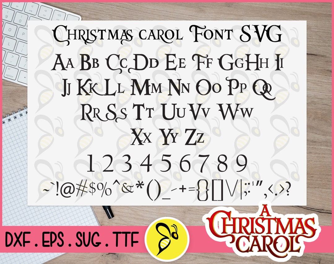 A Christmas Carol Font SVG File, Dxf, Eps & TTF Font File, Christmas