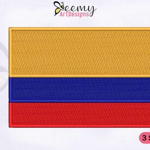 Colombia Flag Machine Embroidery Design | 3 Sizes Embroidery Designs | Colombia Flag Embroidery | Colombia Embroidery Design | Flag EMB