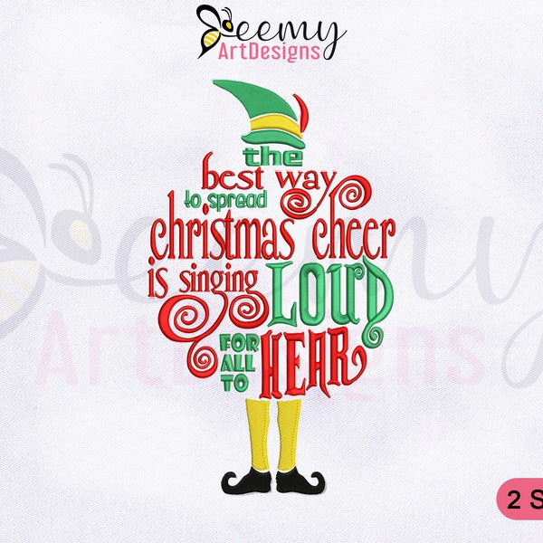 The Best Way to Spread Christmas Cheer Embroidery Design, 4x4 and 5x7 Hoop, Christmas Embroidery Designs, Elf Legs Machine Embroidery Design