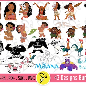 Moana SVG Vector Art Design Bundle, Baby Moana Vector Design, Moana, Logo, Heihei, Maui Wikia, Pua SVG Vector File, Cricut File, Vector Art