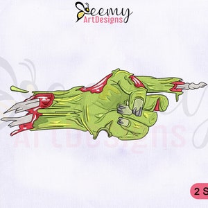 Pointing Finger Zombie Hand Embroidery Design, 4x4 and 5x7 Hoop, Horror Embroidery Designs, Pointing Finger Hand Halloween Embroidery Design