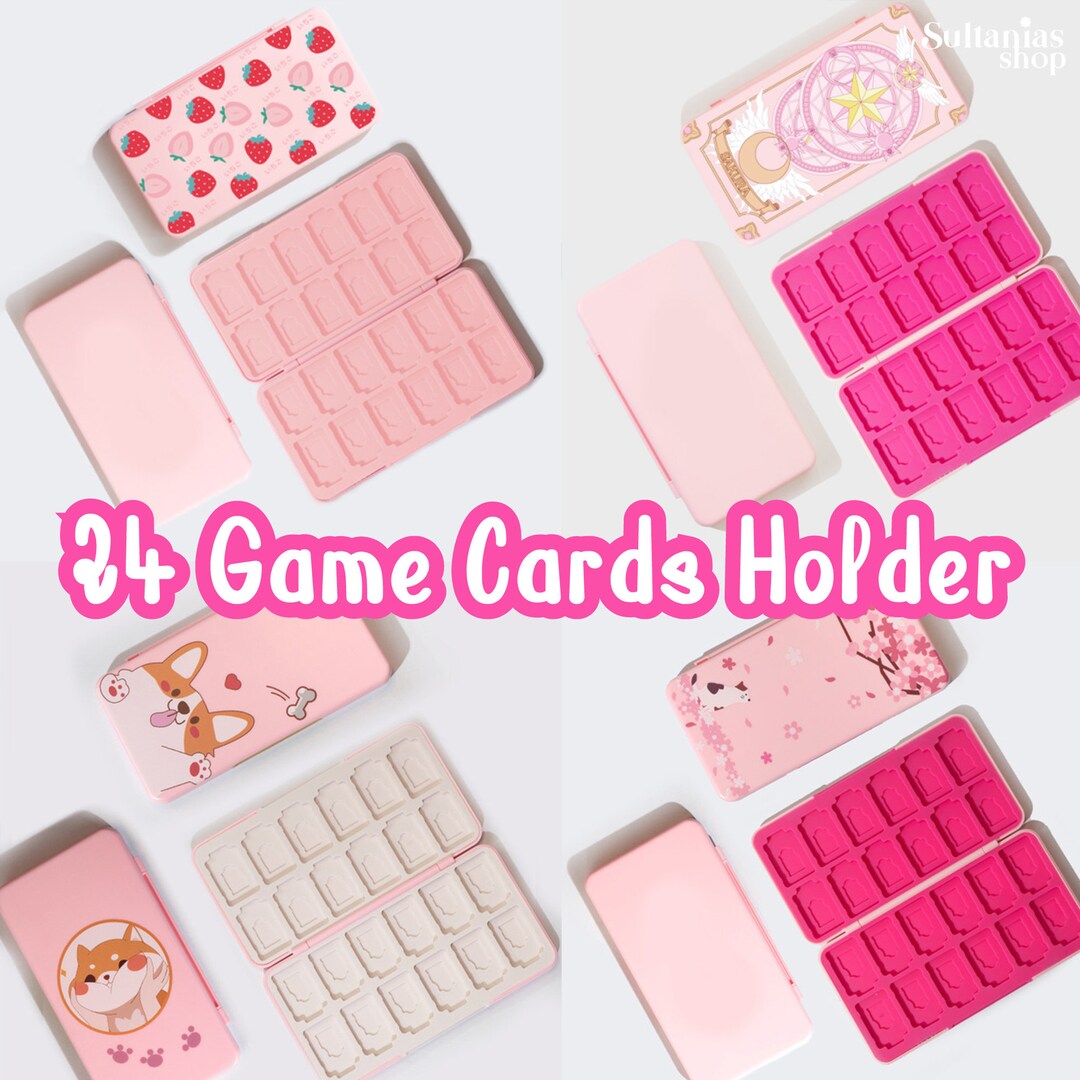 24 Game Card Holder for Nintendo Switch Pink Switch Game Card Etsy