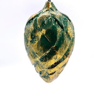 Pinecone Green and Gold Leafed (10 Ornaments For 58.95)