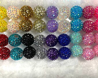 20mm Beads Disco beads Rhinestone Beads Chunky Bead Set 18 Piece Bead Set Christmas Beads Red /& Green DIY Necklace kit Gold Beads