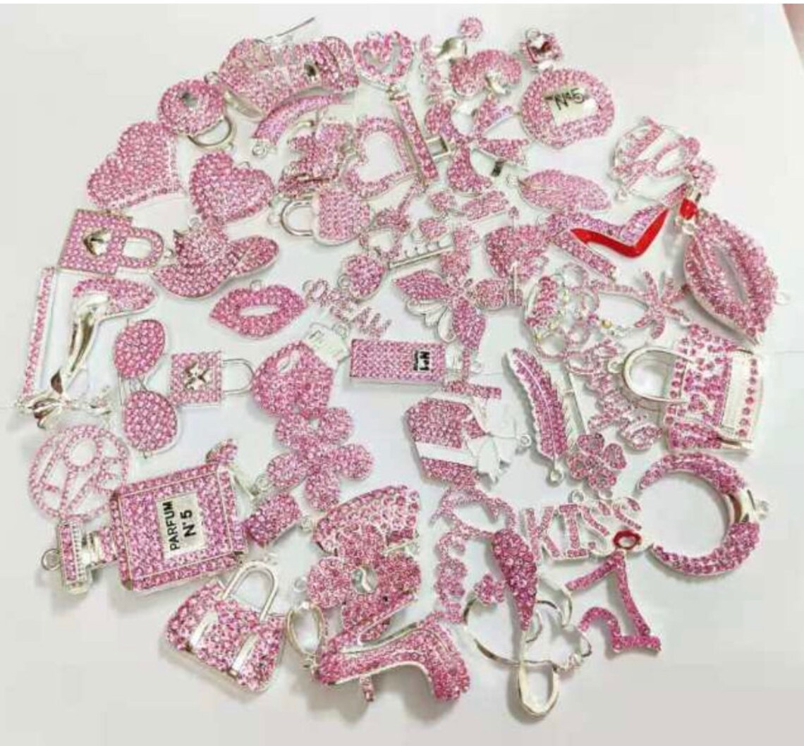 Pink Bulk Rhinestone Charms Wholesale Bling Charms Etsy