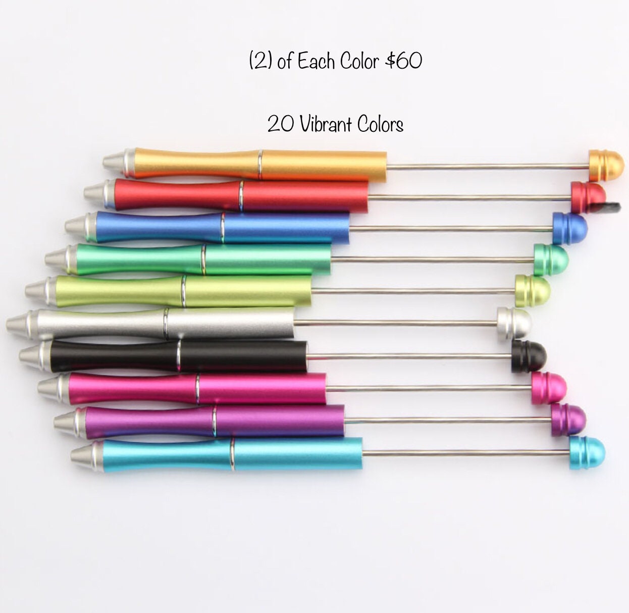 Metal DIY Beadable Pens Bead Pen Blank Roundtop Etsy