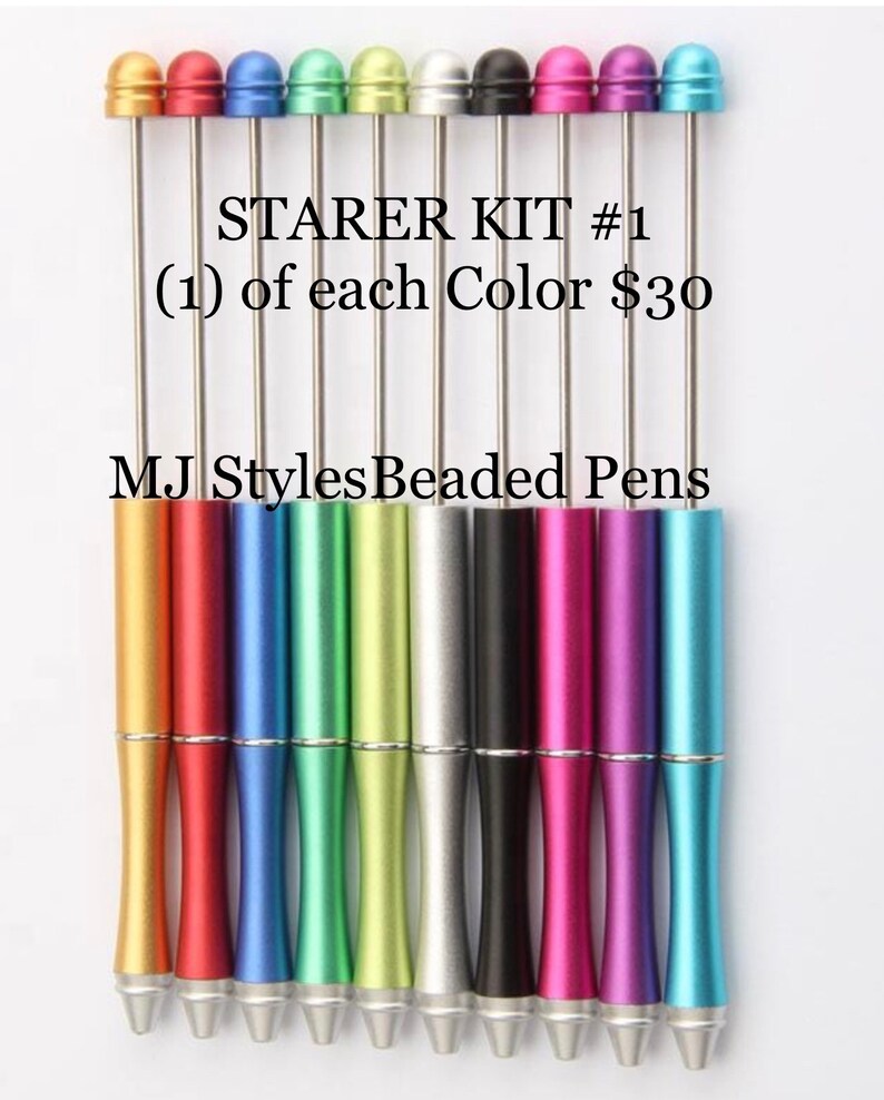 ON SALE 10 Color Metal DIY Beadable Pen Starter Kits Bead Etsy