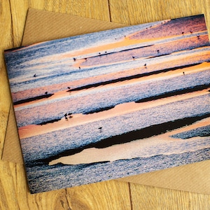 Birds at low tide, Burnham Overy Staithe, North Norfolk Coast, greeting card, 7 x 5, blank inside image 1