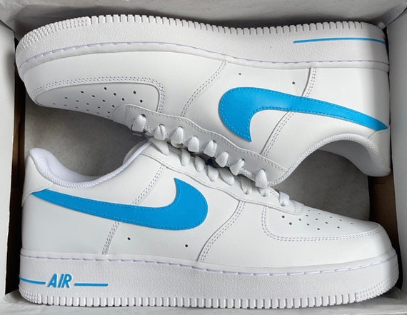 Aangepaste Blauwe Nike Airforce 1's - Etsy Nederland