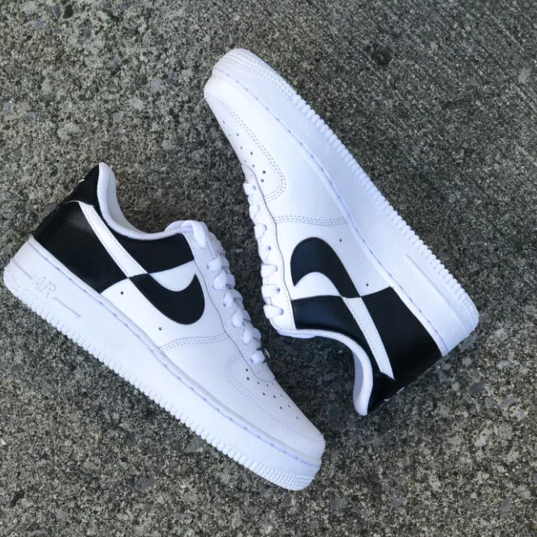 Custom Black and White Nike Airforce 1's - Etsy 日本
