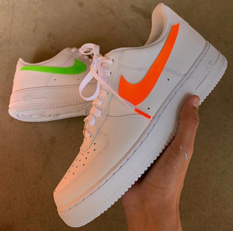 Custom Nike Airforce 1's Colorful Swoosh | Etsy