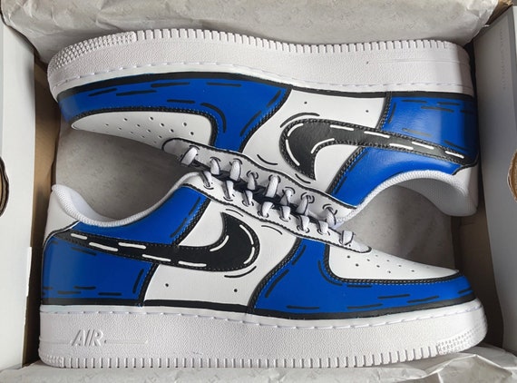 Dibujos animados azul oscuro Nike Air Force 1 personalizados / - Etsy