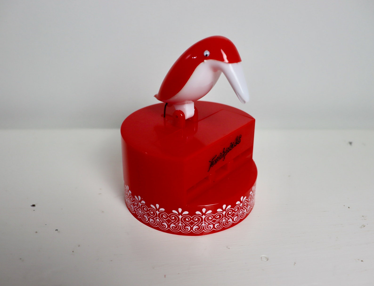 Vintage Bird Toothpick Dispenser Red Mechanical Novelty Etsy