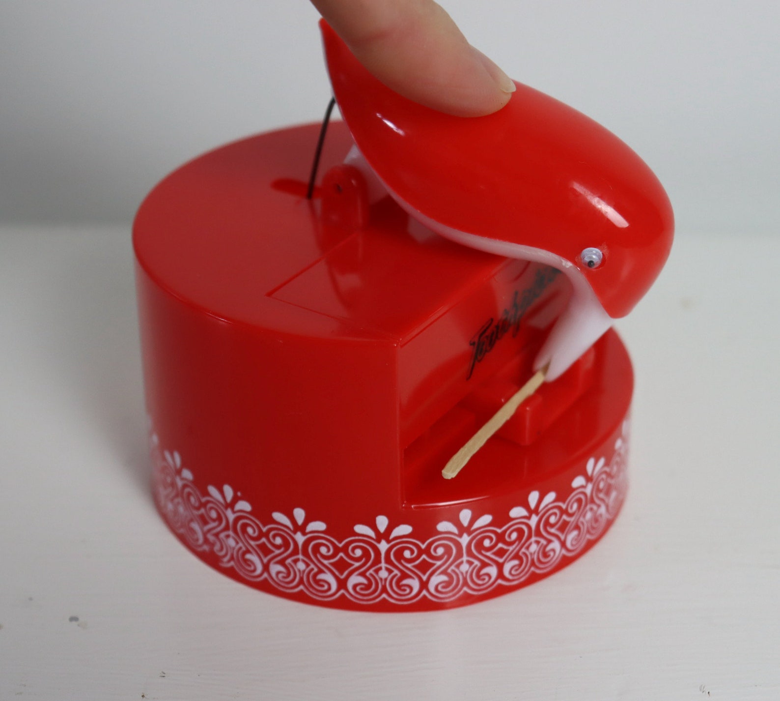 Vintage Bird Toothpick Dispenser Red Mechanical Novelty Etsy