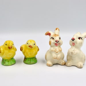 Vintage Chick & Bunny Rabbit Salt and Pepper Shakers | Ceramic | Made in Japan | Kitschy Collectible Gift