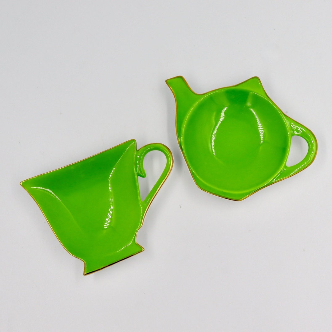 2 Vintage Tea Bag Holders Satin Shelley Gracie Bone China Etsy