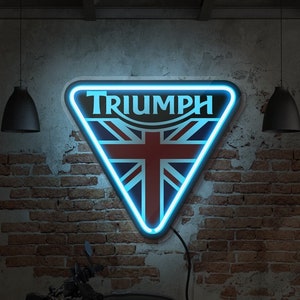 Triumph motorcycle logo, Triumph neon light, Triumph led sign, Garage neon sign, Triumph wall art, Triumph wall decor, Biker gift