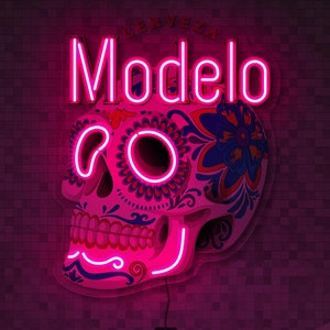 Modelo neon sign, Modelo led sign, Sugar skull neon sign, Bar light up sign, Beer neon sign, Modelo cerveza skull sign, Modelo lover gifts