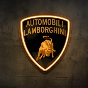 Lamborghini  logo sign, Lamborghini neon light, Lamborghini led sign, Lamborghini  garage sign, Lamborghini wall decor, Car neon sign