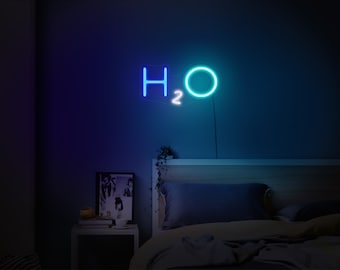 H2O led sign,H2O neon sign,Water neon sign,Formula led light,Chemistry neon sign,Water neon light,Molecule neon sign,H2O Water Molecule sign