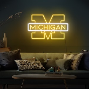 Michigan neon sign,Michigan led sign,Michigan light sign,Michigan wall decor,Michigan wall art,Michigan wolverines sign,Neon sign logo