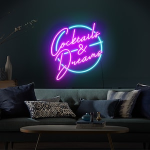 Cocktails and Dreams Neon Sign,Cocktails Dream Neon Sign,Cocktails Neon Sign,Cocktails Led Sign,Cocktail Bar Sign,Bar Led Sign,Bar Neon Sign