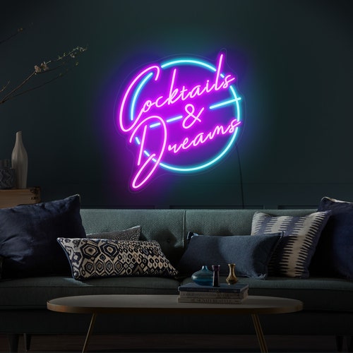 Cocktails & Dreams LED Neon Sign Lights for Drinking Bar - Etsy
