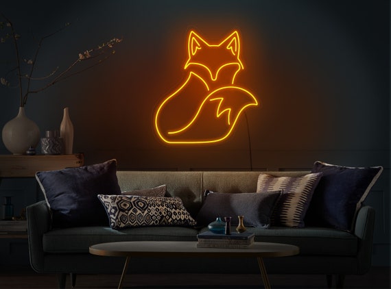 Fox Neon Signfox Led Signfox Light Signfox Wall Decorfox - Etsy