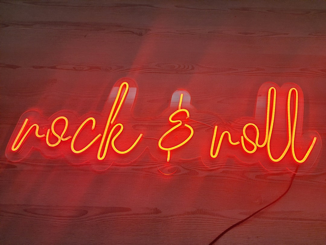 Rock and Roll Neon Signrock and Roll Decorrock and Roll Wall Etsy