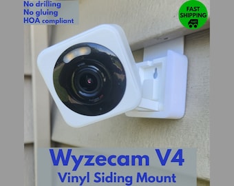 Wyze Cam v4 / v3 Vinyl Siding Mount – No Drill Clip – Outdoor Camera Bracket – HOA Safe – Easy Install