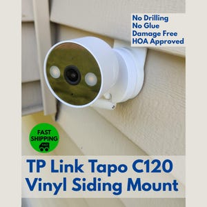 Tapo Camera C120 No Drill Vinyl Siding Clip - No Drilling, No Screws, HOA approved, Removable,