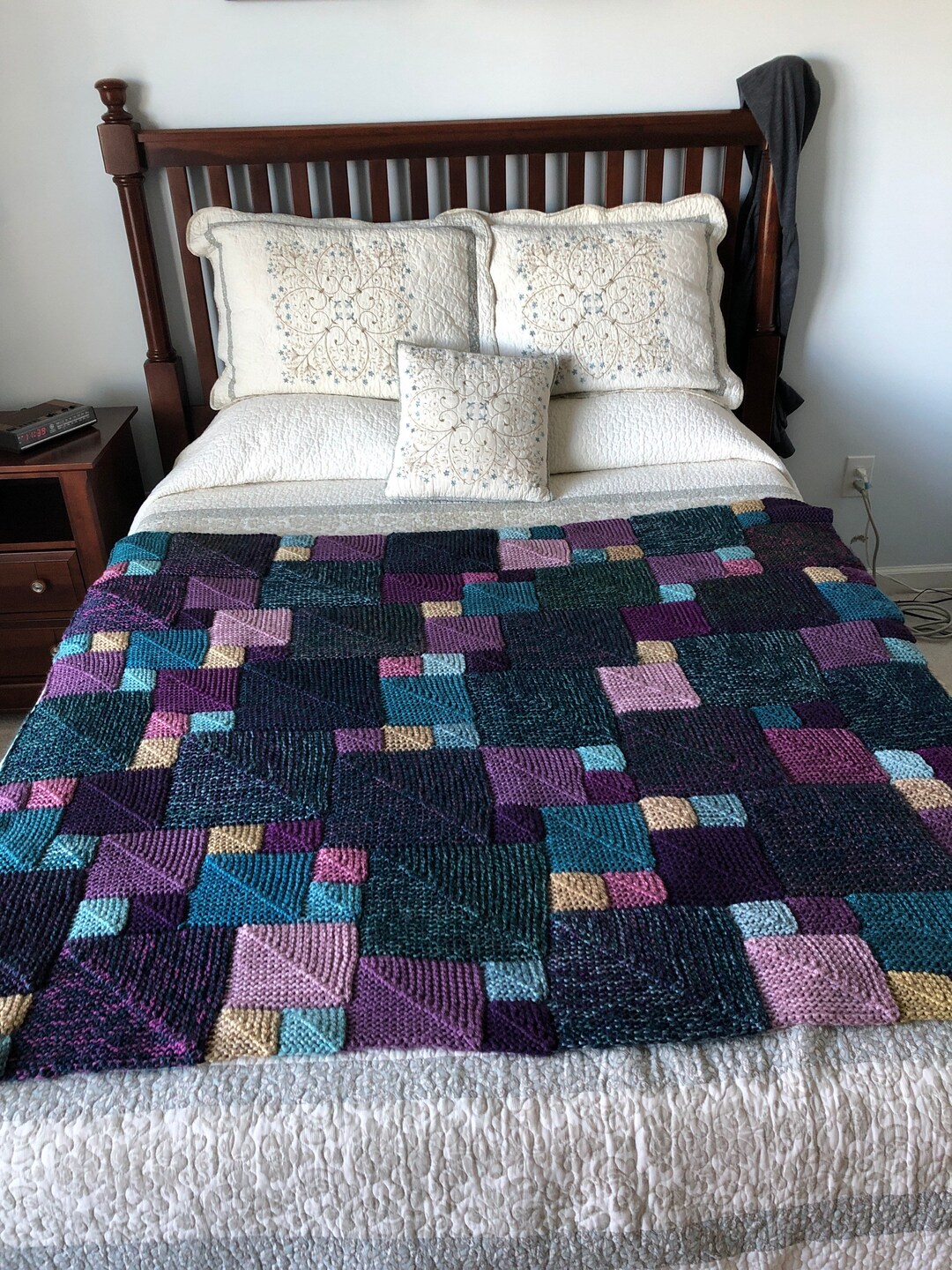 Hand Knit Afghan Mardigras Etsy