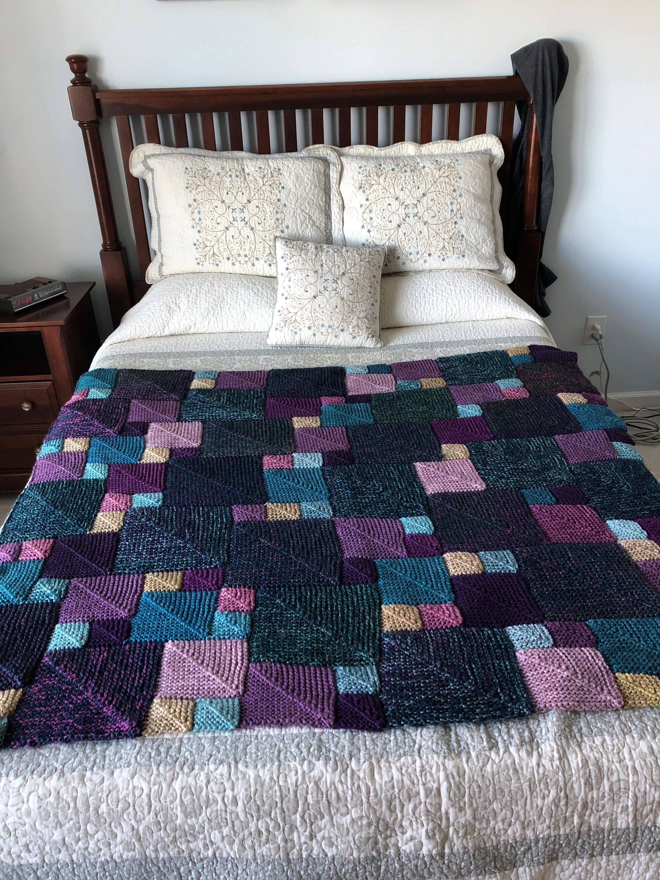 Hand Knit Afghan Mardigras Etsy