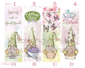Spring Nordic Gnomes Floral Bookmarks Individual or Complete Set of Eight