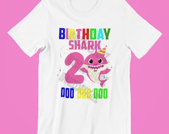 Baby shark birthday 2nd birthday shirt, second birthday shirt doo doo doo shirt toddler shirt png digital files iron on transfer