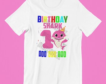 Baby shark birthday1ST birthday shirt, doo doo doo shirt infant toddler png digital files iron on transfer