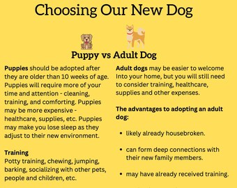 Printable dog adoption organizer, Dog adoption printable organizer, Download printable organizer, Dog breed selection