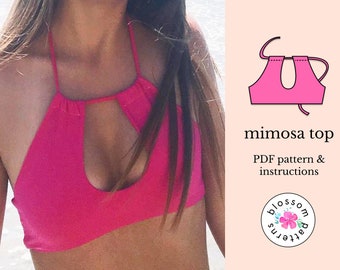 Womens Bikini Top Sewing Pattern PDF With How To Instructions | Halter DIY Swimsuit | Printable Instant Download, PDF