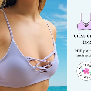 Womens Bikini Top Sewing Pattern PDF With How To Instructions | Strap DIY Swimsuit | Printable Instant Download, PDF