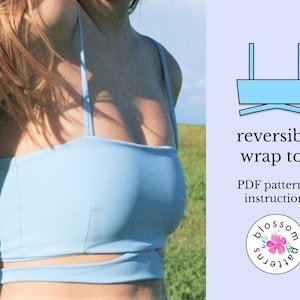 Womens Bikini Top Sewing Pattern PDF With How To Instructions | Reversible Wrap DIY Swimsuit | Printable Instant Download, PDF