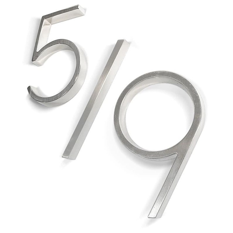 Silver Modern House Numbers 12cm Address Number Floating Etsy