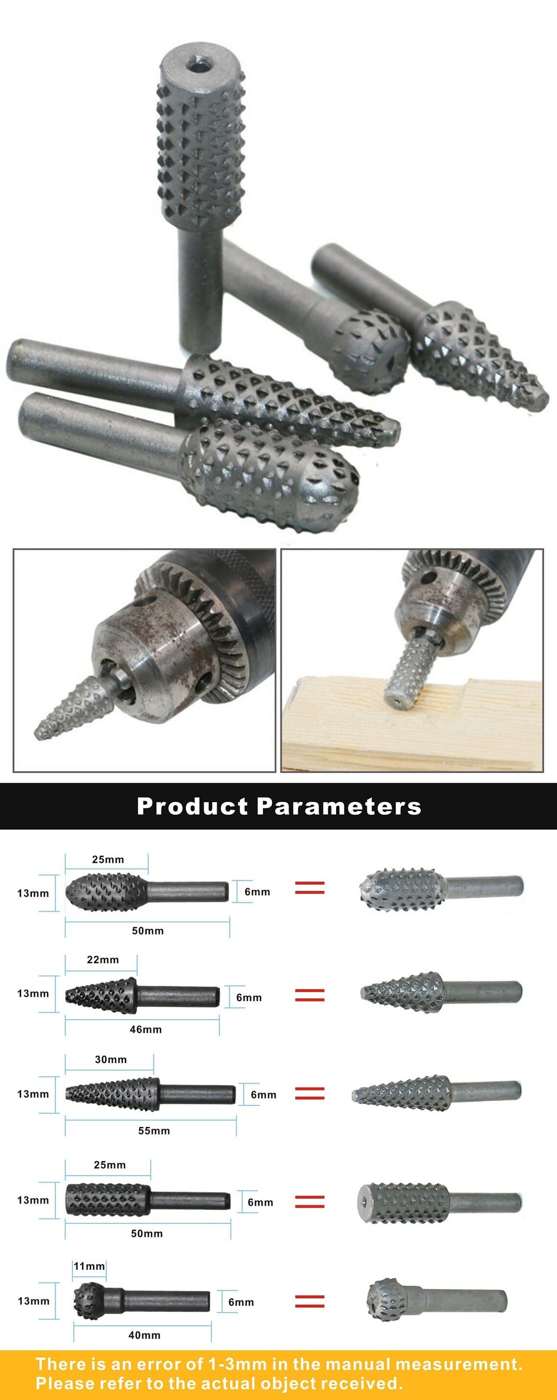Wood Carving drill Tool 5pcs Woodworking Steel Rotary File Etsy