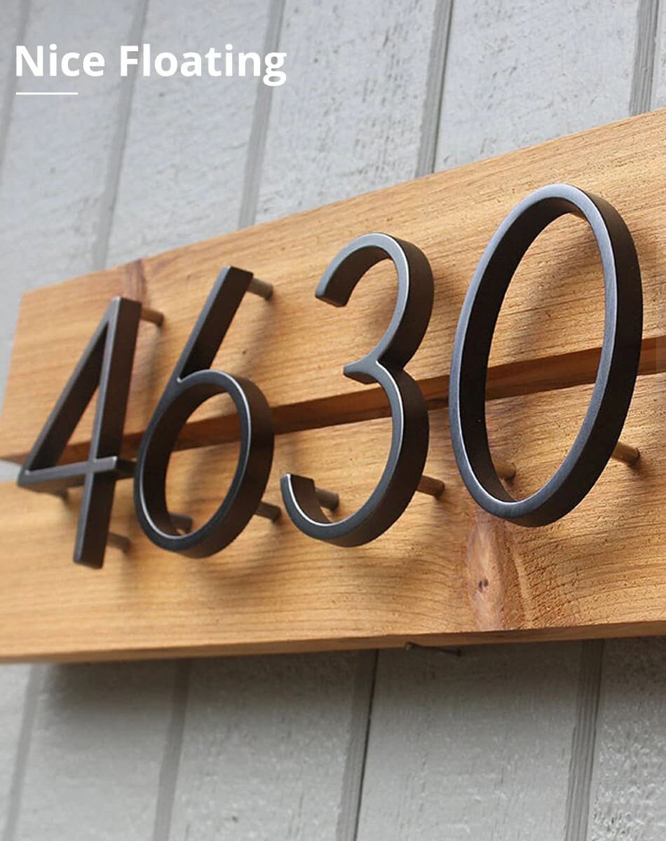 Large House Number Modern Home Door Building Numbers Floating Sign 125mm//5/" Diy
