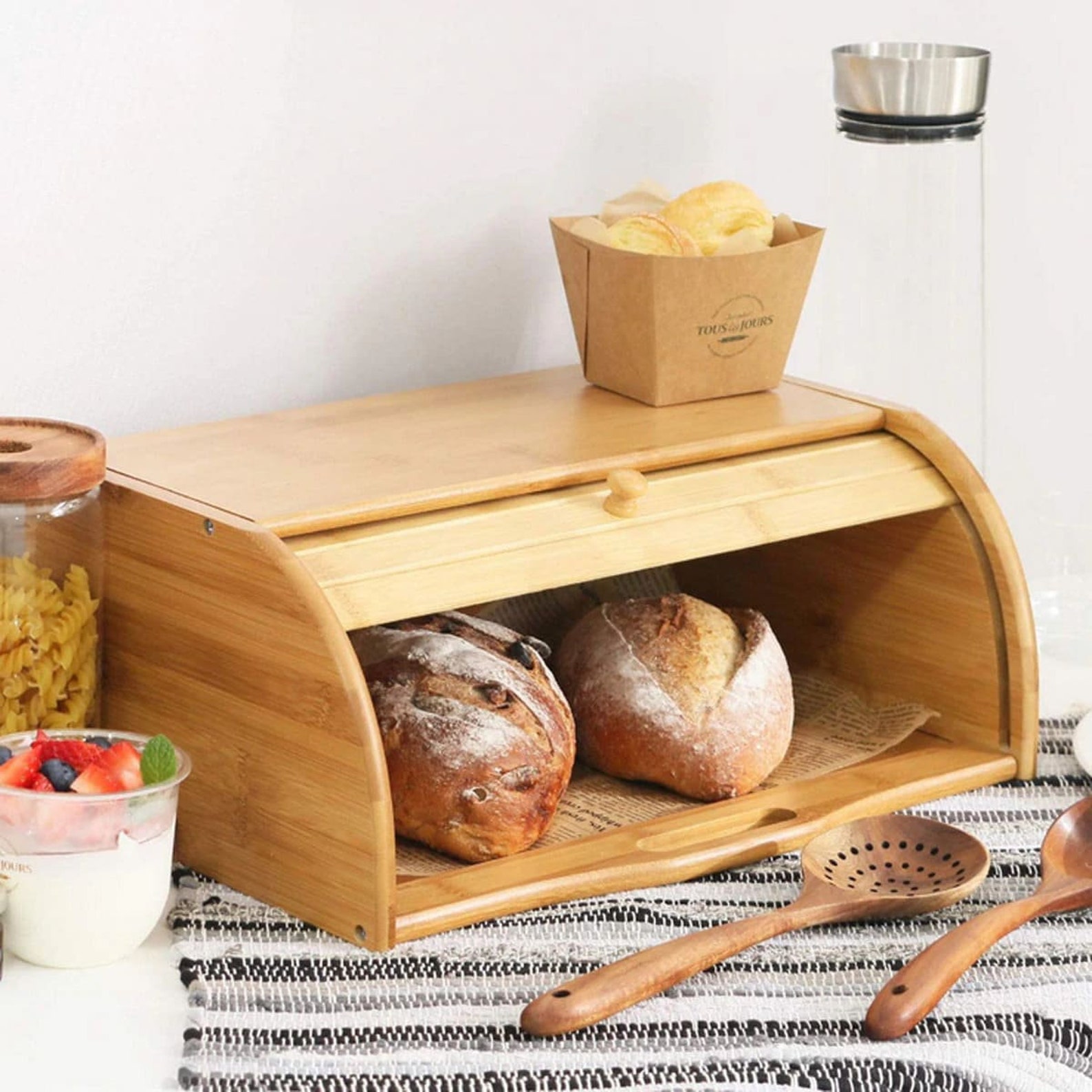 Bread BoxBamboo Bread Box Wooden Storage Basket Holder Etsy