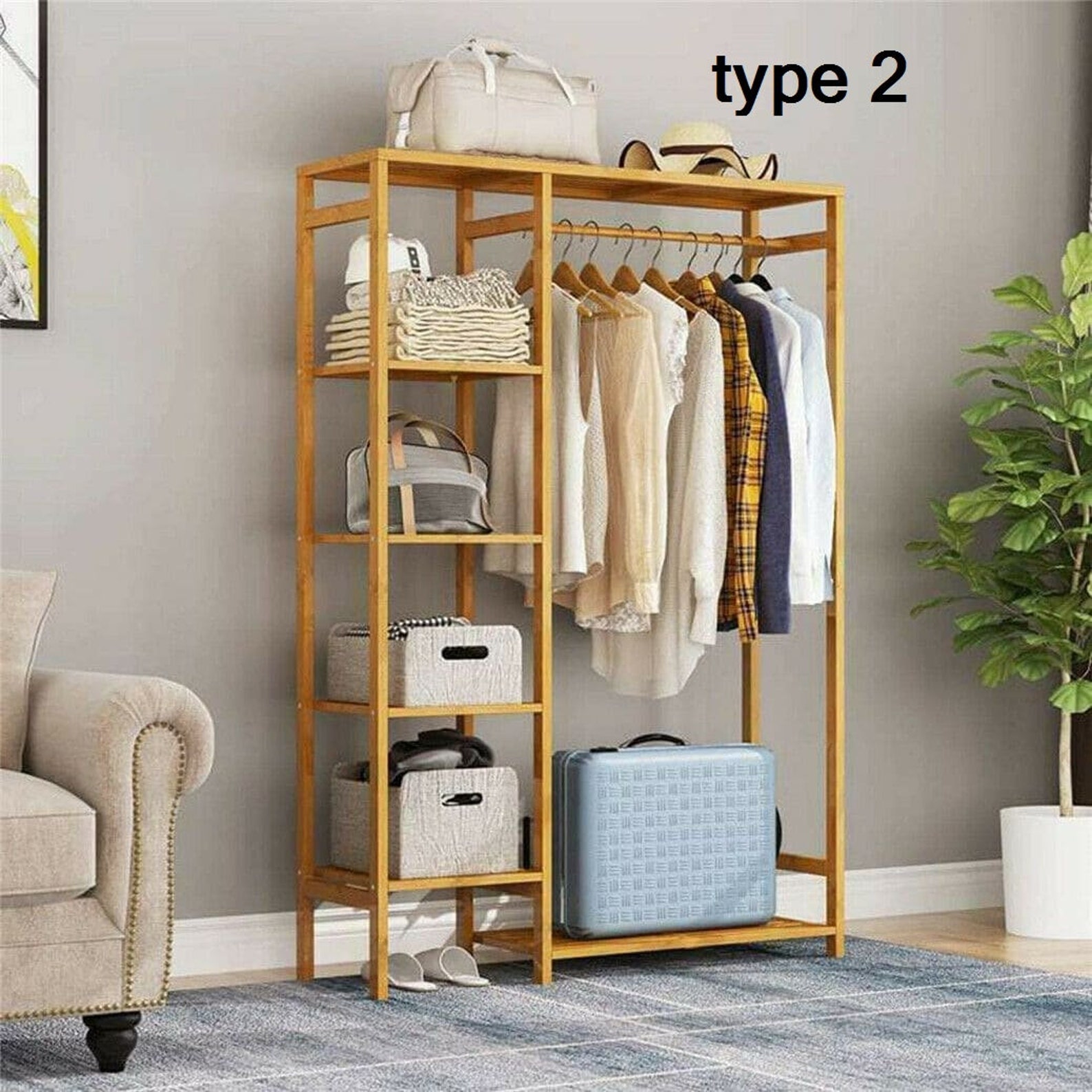 Wooden Clothes Rack Stand Coat Shoes Rack 3Tire 2 in 1 Wooden Clothes Rack Stand Coat Shoes Rack 3Tire 2 in 1