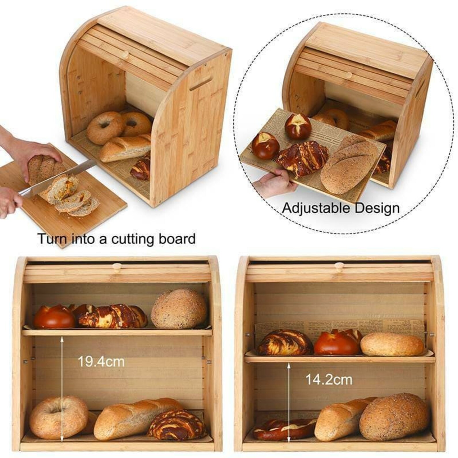 Bread BoxBamboo Bread Box Wooden Storage Basket Holder Etsy