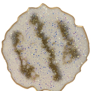 Sparkle white and gold Resin Tray