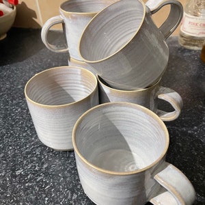 Wheelthrown Stoneware Coffee (or Tea) cup, Soft Opal White Glaze