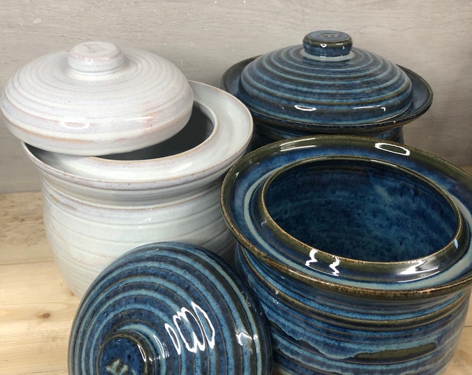 Fermentation Crock Water Seal Pot Kimchi Sauerkraut Made in Ceramic 2 Liters Yellow Grey Etsy